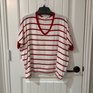 Red and white stripe sweater tee from CAbi, medium